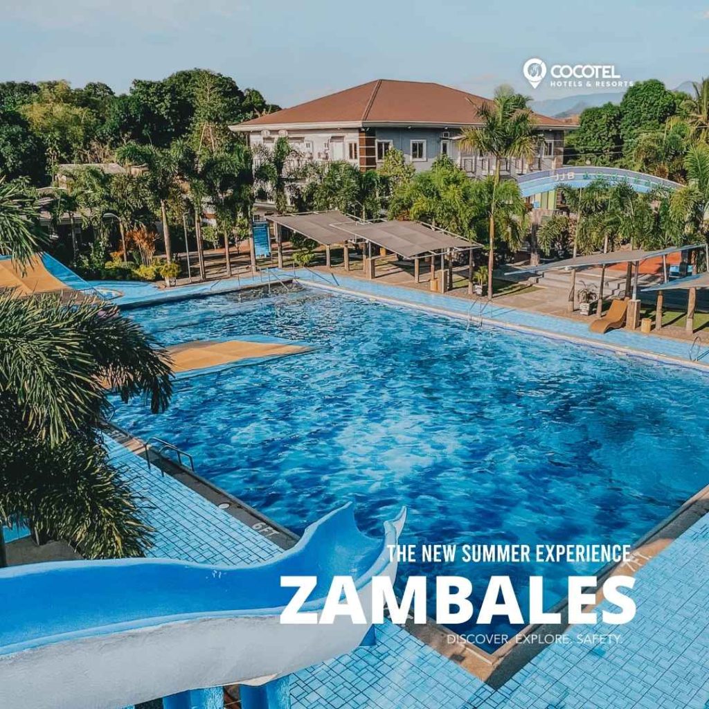 JJB Aquafarm Resort by Cocotel, view from the water slide with trees.